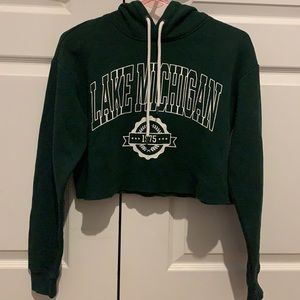 Garage forest green cropped hoodie